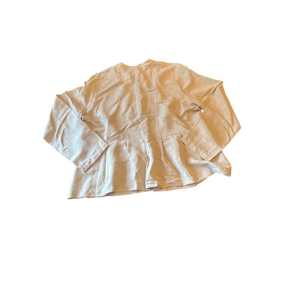 Eileen Fisher Womens Button-Up Blouse XL Beige Linen Blend Minimalist lagenlook - Picture 6 of 6